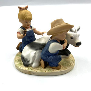Homco Vintage Denim Days #8878 The New Calf Collectable Figurine 5 Inch
